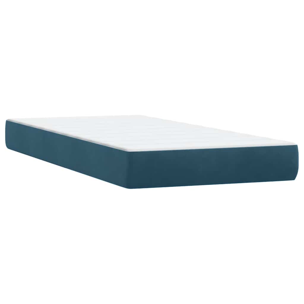 Box Spring krevet s madracem tamnoplavi 80x210 cm baršun