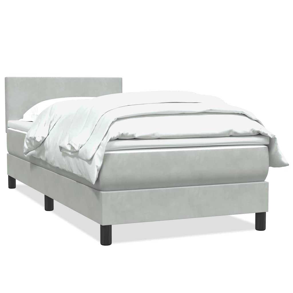 Box Spring krevet s madracem svijetlo sivi 90x210 cm baršun