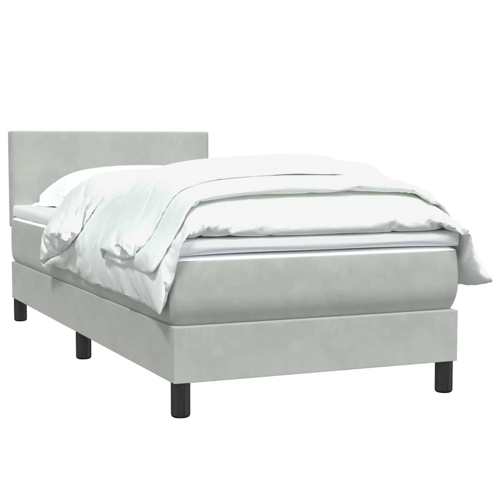 Box Spring krevet s madracem svijetlo sivi 90x210 cm baršun