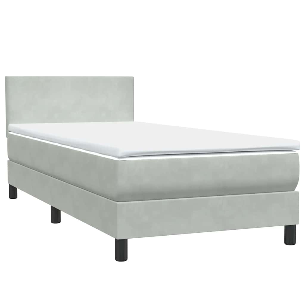 Box Spring krevet s madracem svijetlo sivi 90x210 cm baršun