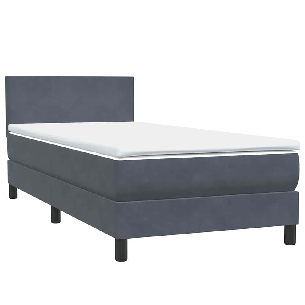 Box spring krevet s madracem tamnosivi 80 x 220 cm baršunasti