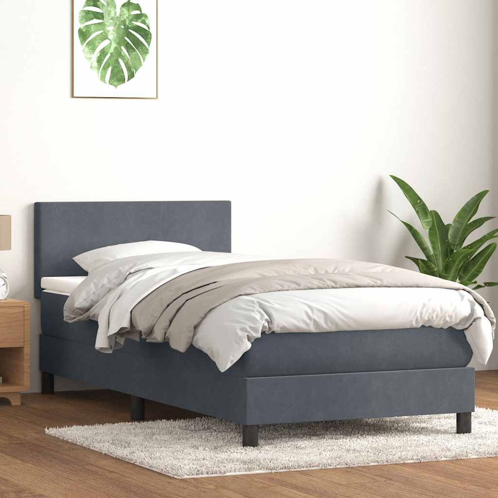 Box spring krevet s madracem tamnosivi 80 x 220 cm baršunasti