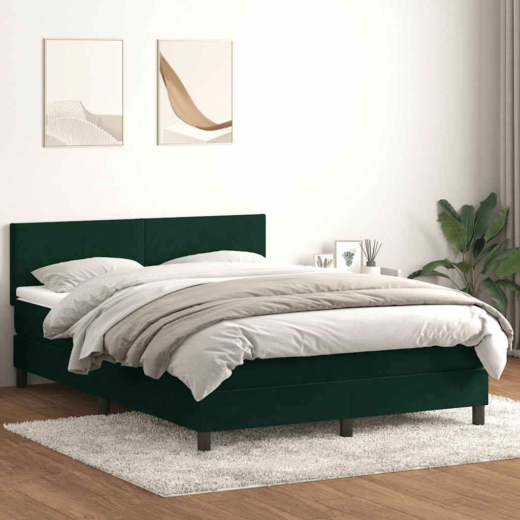Box Spring krevet s madracem tamno zeleni 160x220 cm baršun