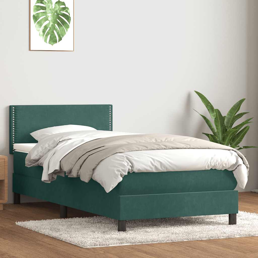 Box Spring krevet s madracem tamnozeleni 80x220 cm baršun