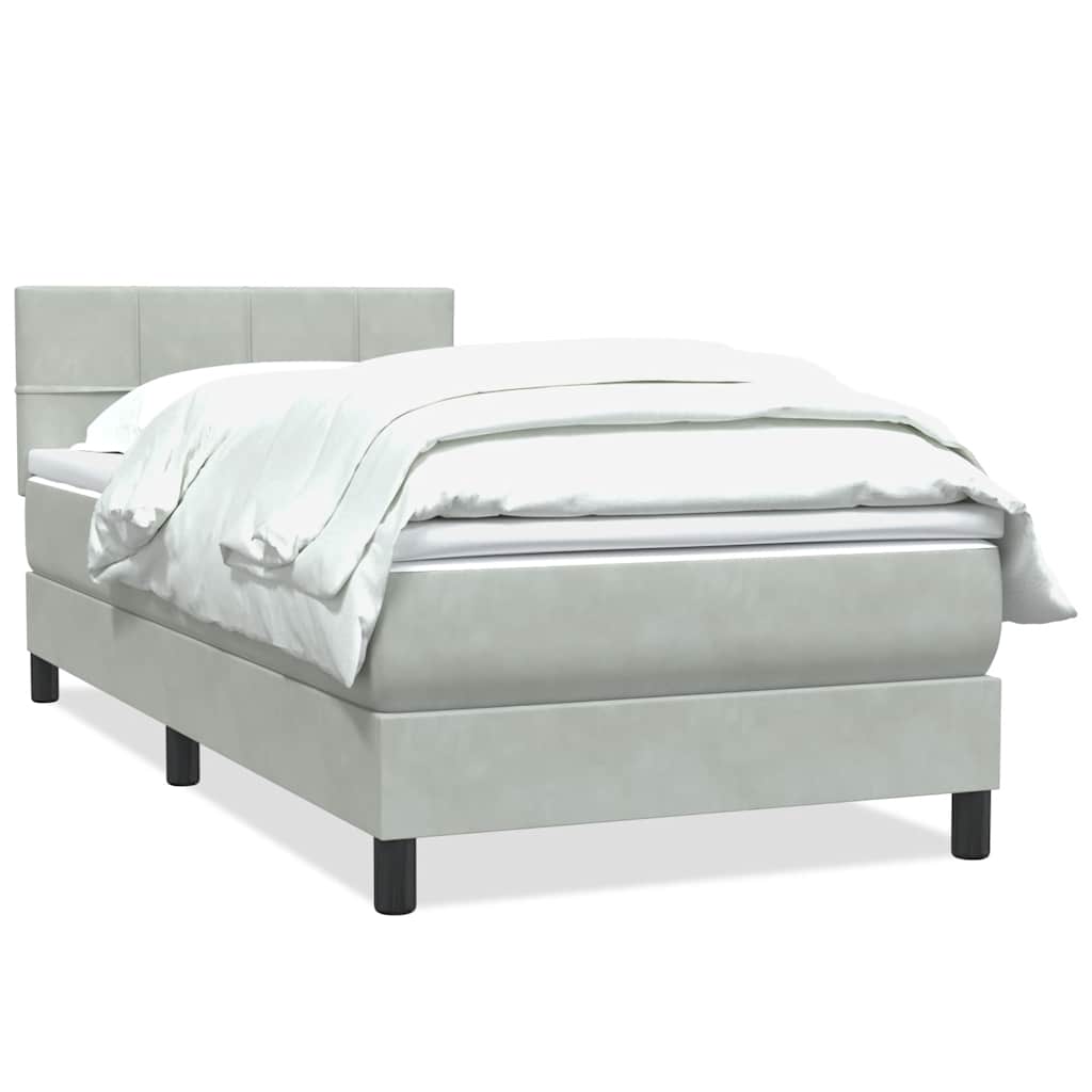 Box Spring krevet s madracem svijetlo sivi 80x210 cm baršun