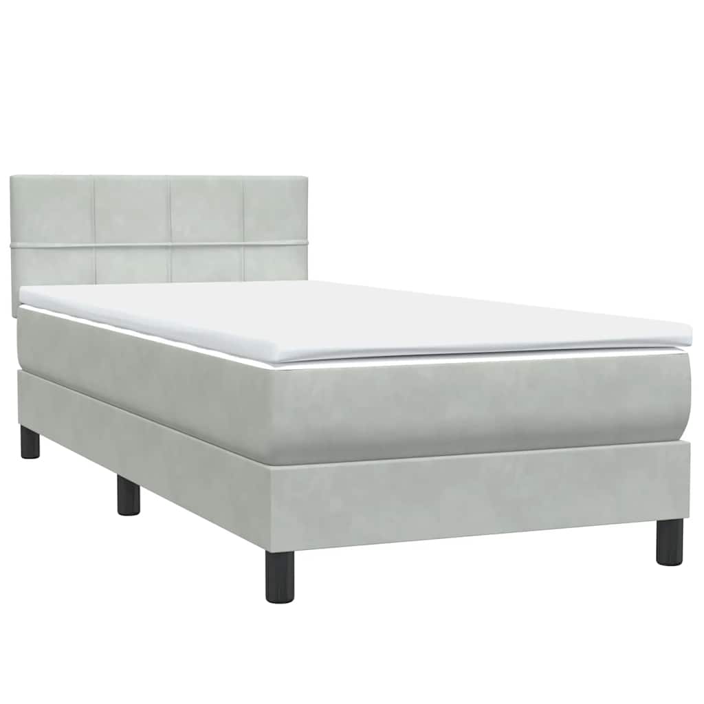 Box Spring krevet s madracem svijetlo sivi 80x210 cm baršun