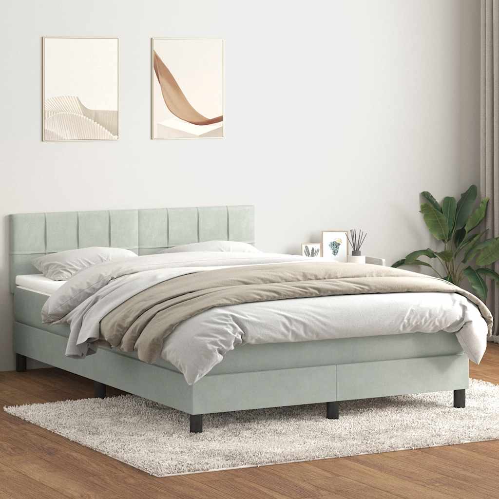 Krevet s oprugama i madracem svjetlosivi 160x210 cm baršunasti