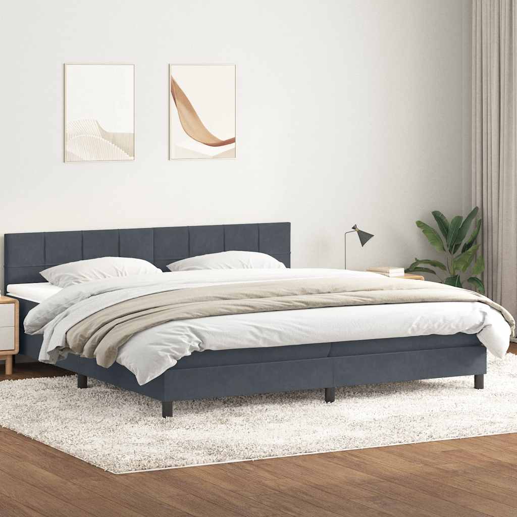 Krevet s oprugama i madracem tamnosivi 180x210 cm baršunasti