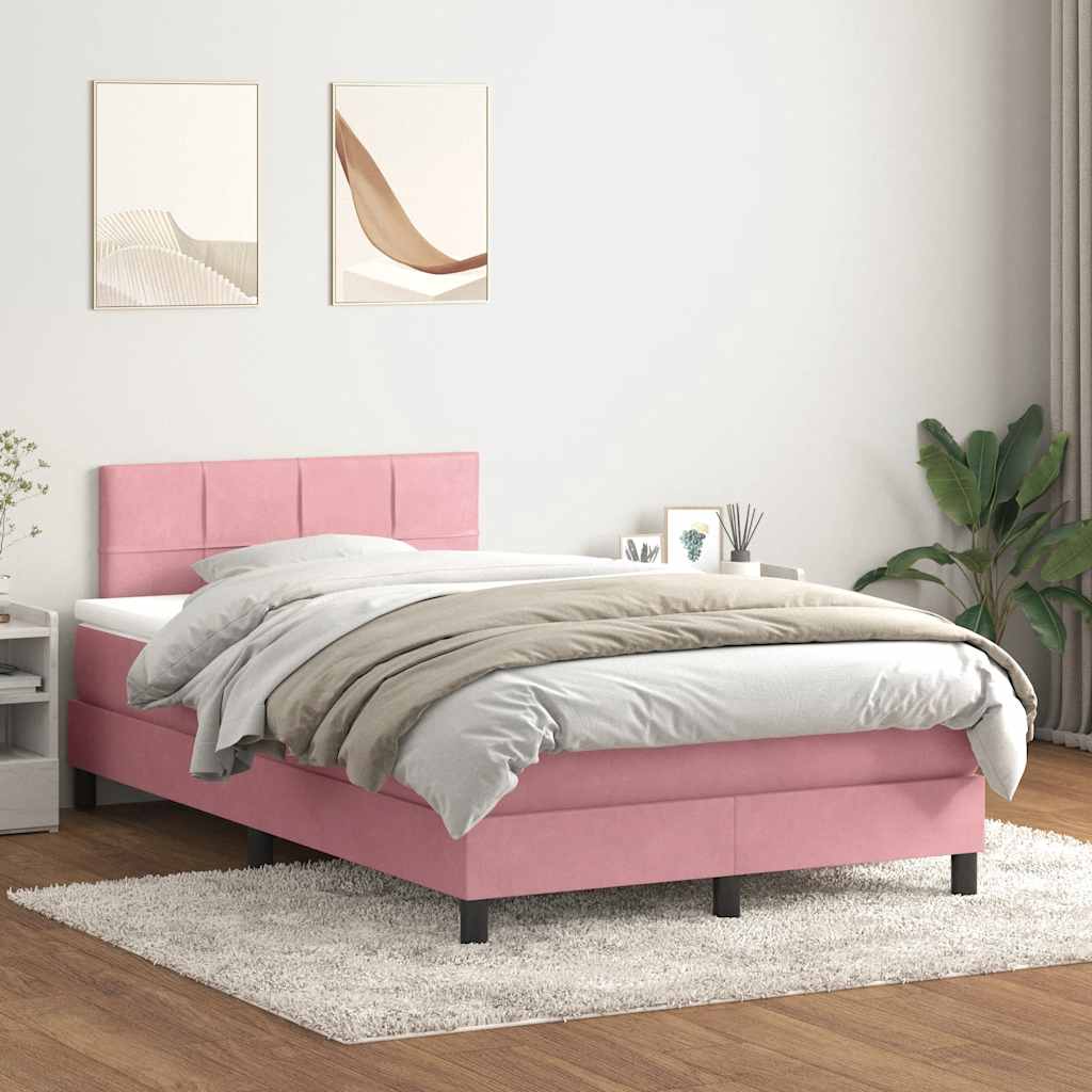 Box Spring krevet s madracem ružičasti 120x220 cm samt
