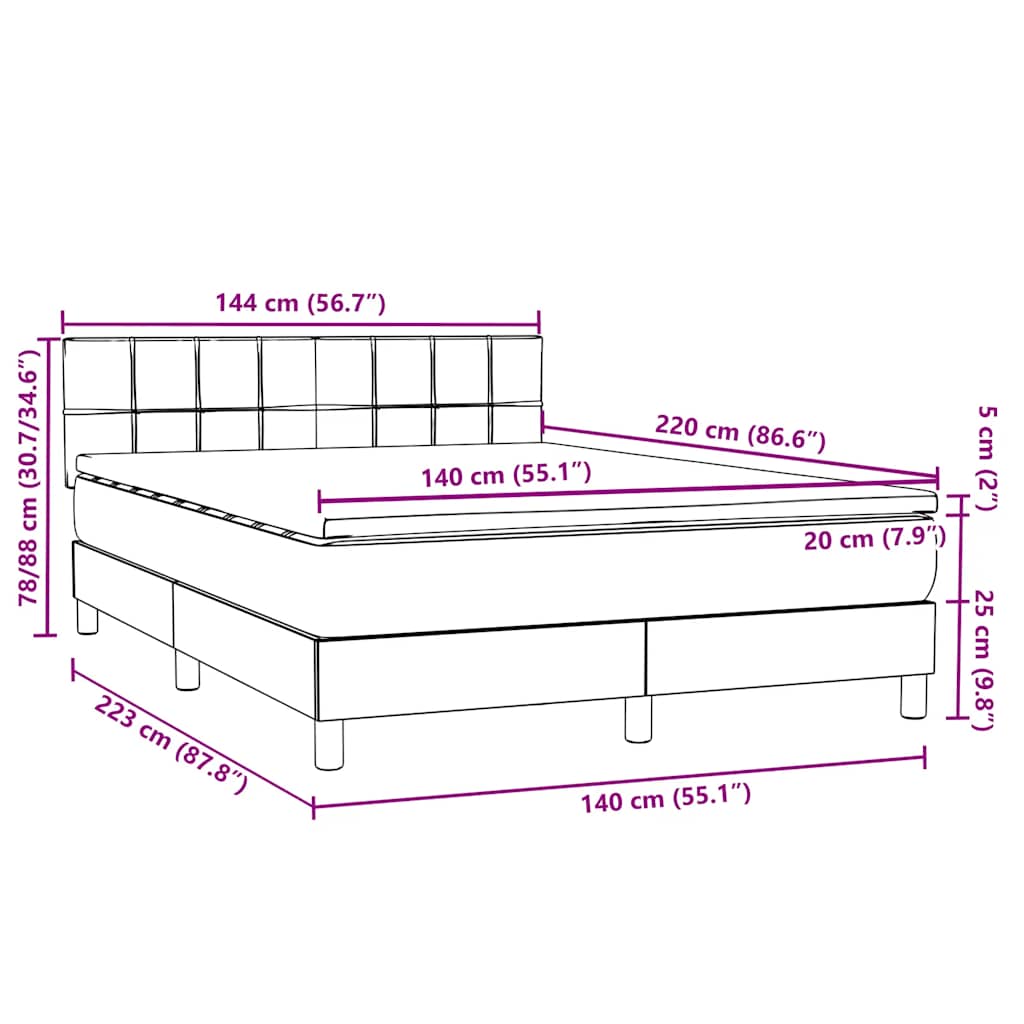 Box Spring krevet s madracem ružičasti 140x220 cm baršun