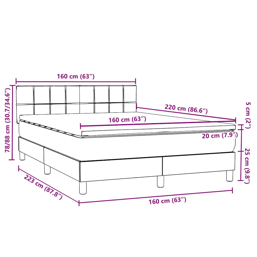 Box Spring krevet s madracem ružičasti 160x220 cm baršun