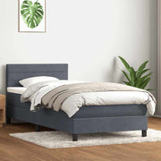 Box Spring krevet s madracem tamno sivi 80x210 cm baršun