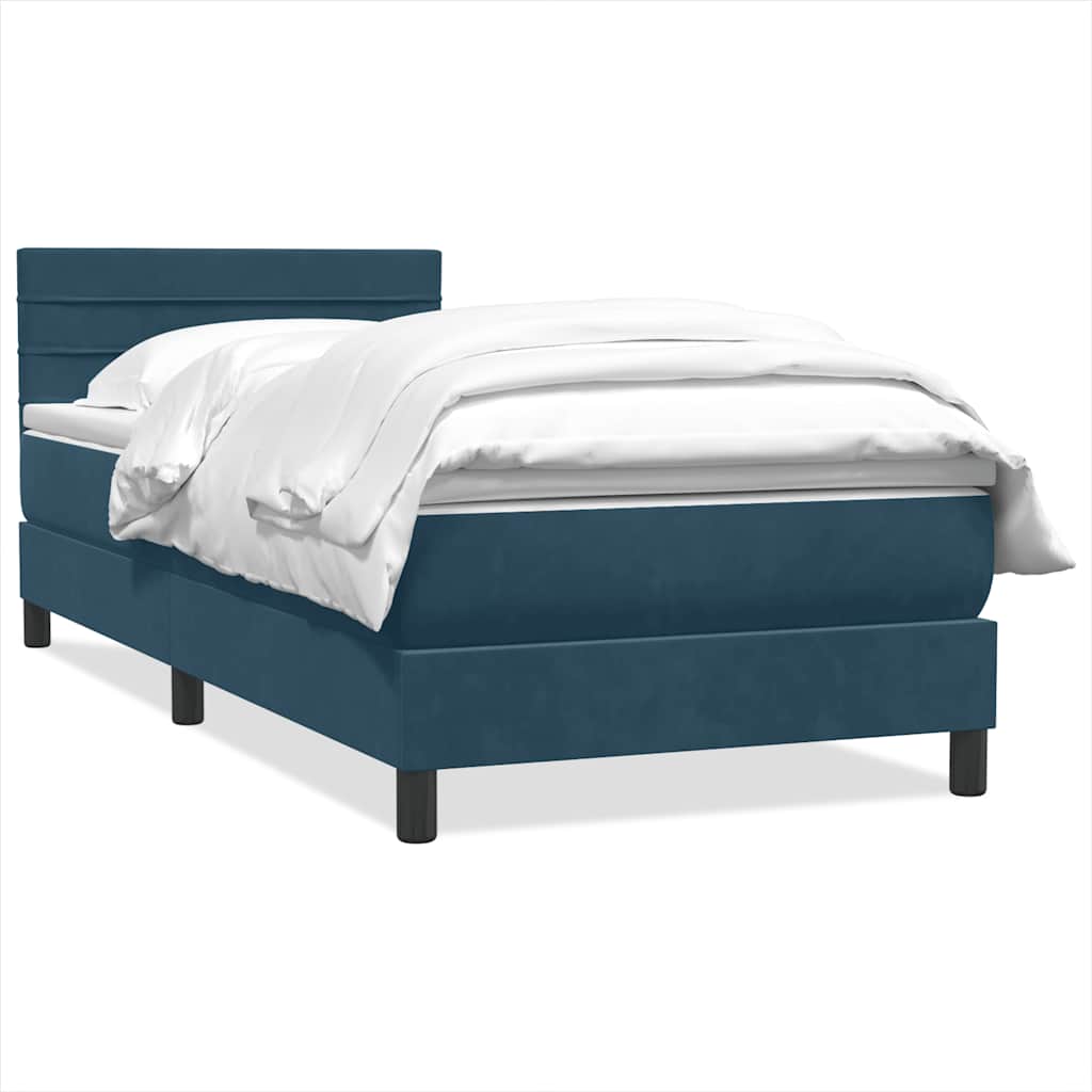 Box Spring krevet s madracem tamnoplavi 80x210 cm baršun
