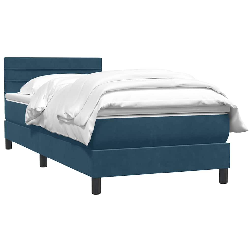 Box Spring krevet s madracem tamnoplavi 80x210 cm baršun