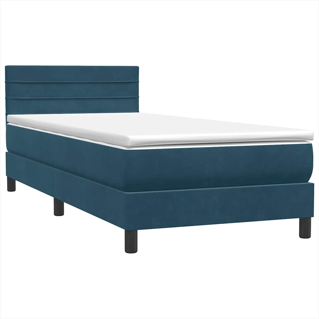 Box Spring krevet s madracem tamnoplavi 80x210 cm baršun