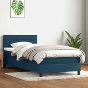 Box Spring krevet s madracem tamnoplavi 80x210 cm baršun