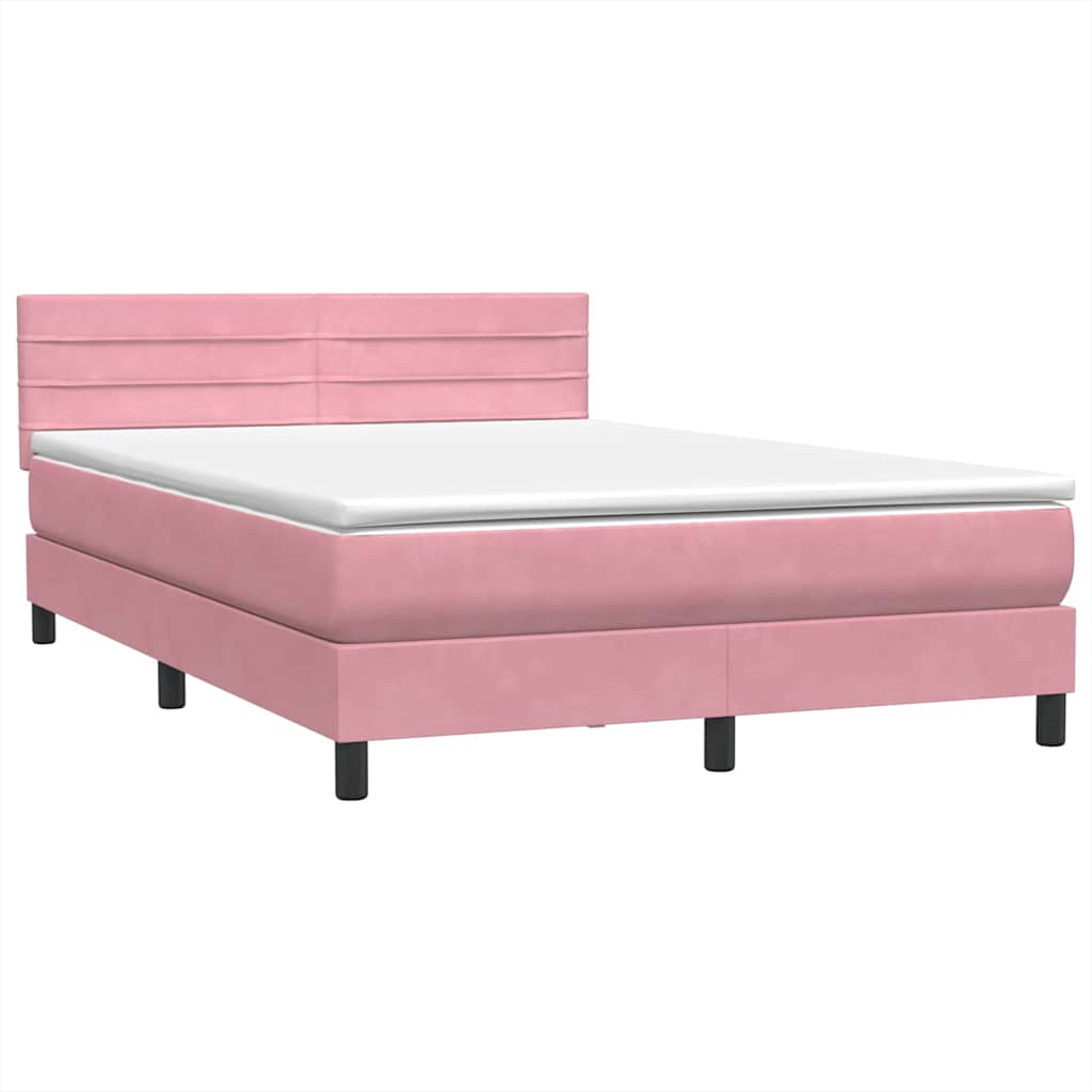 Box Spring krevet s madracem ružičasti 140x220 cm baršun