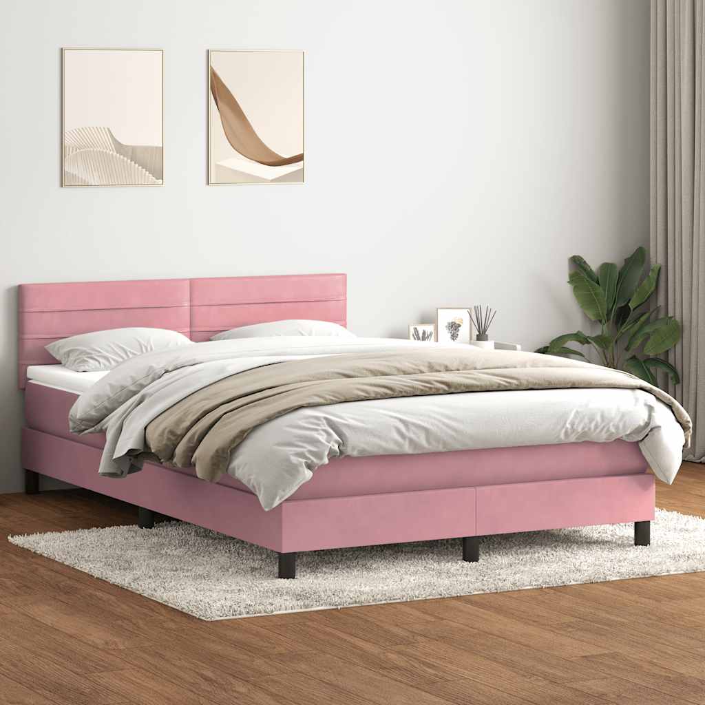 Box Spring krevet s madracem ružičasti 140x220 cm baršun