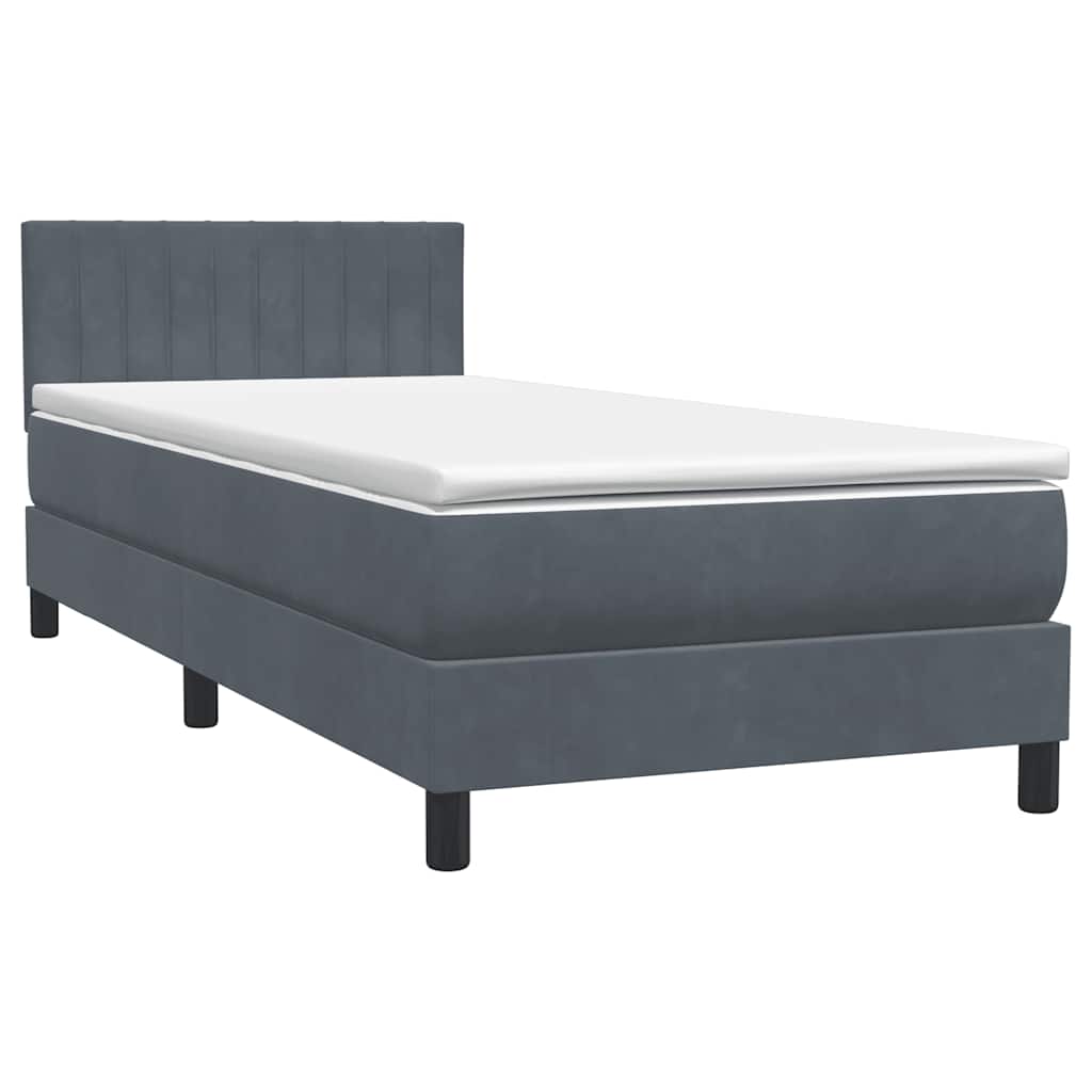 Box Spring krevet s madracem tamno sivi 80x210 cm baršun