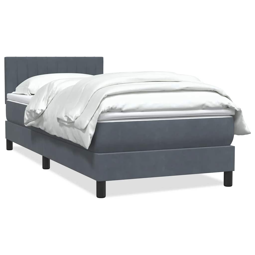 Box Spring krevet s madracem tamno sivi 80x210 cm baršun