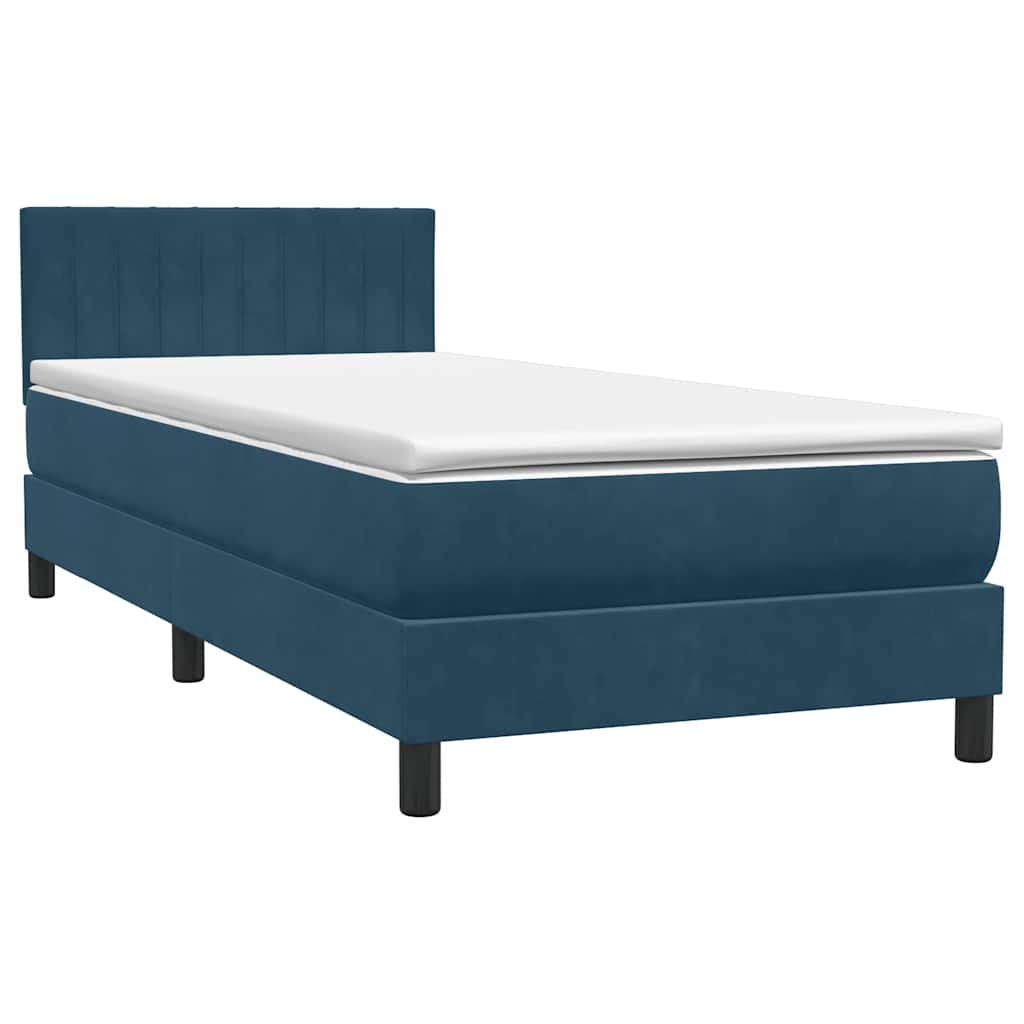 Box Spring krevet s madracem tamnoplavi 80x210 cm baršun