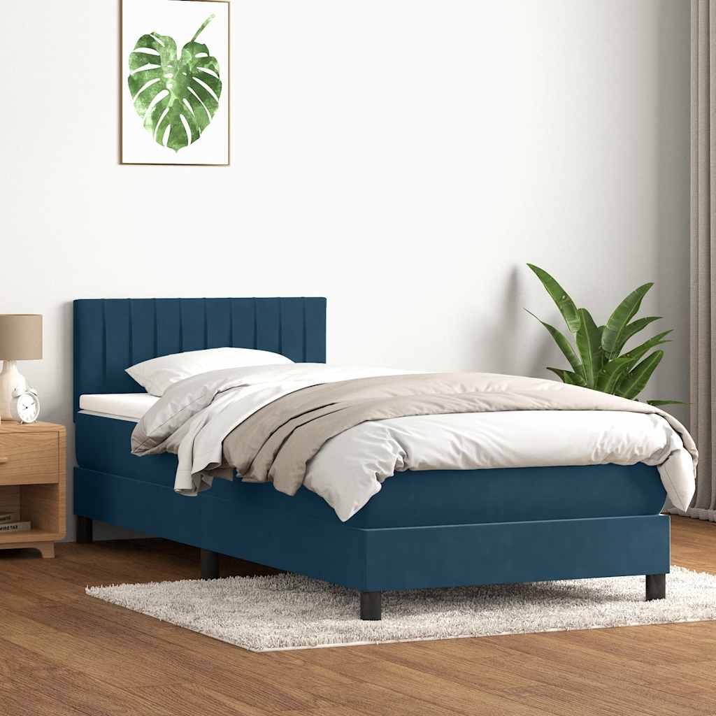 Box Spring krevet s madracem tamnoplavi 80x210 cm baršun
