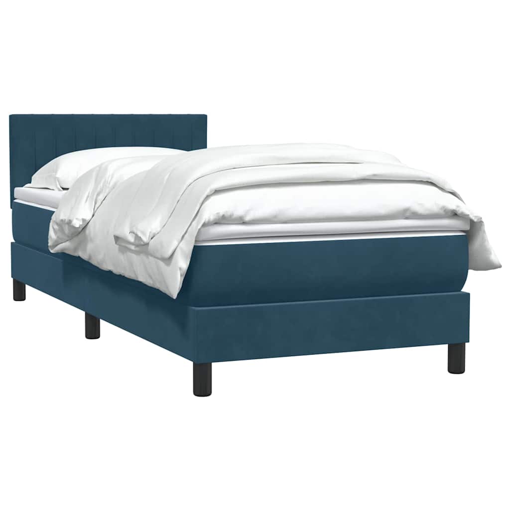 Box Spring krevet s madracem tamnoplavi 80x210 cm baršun