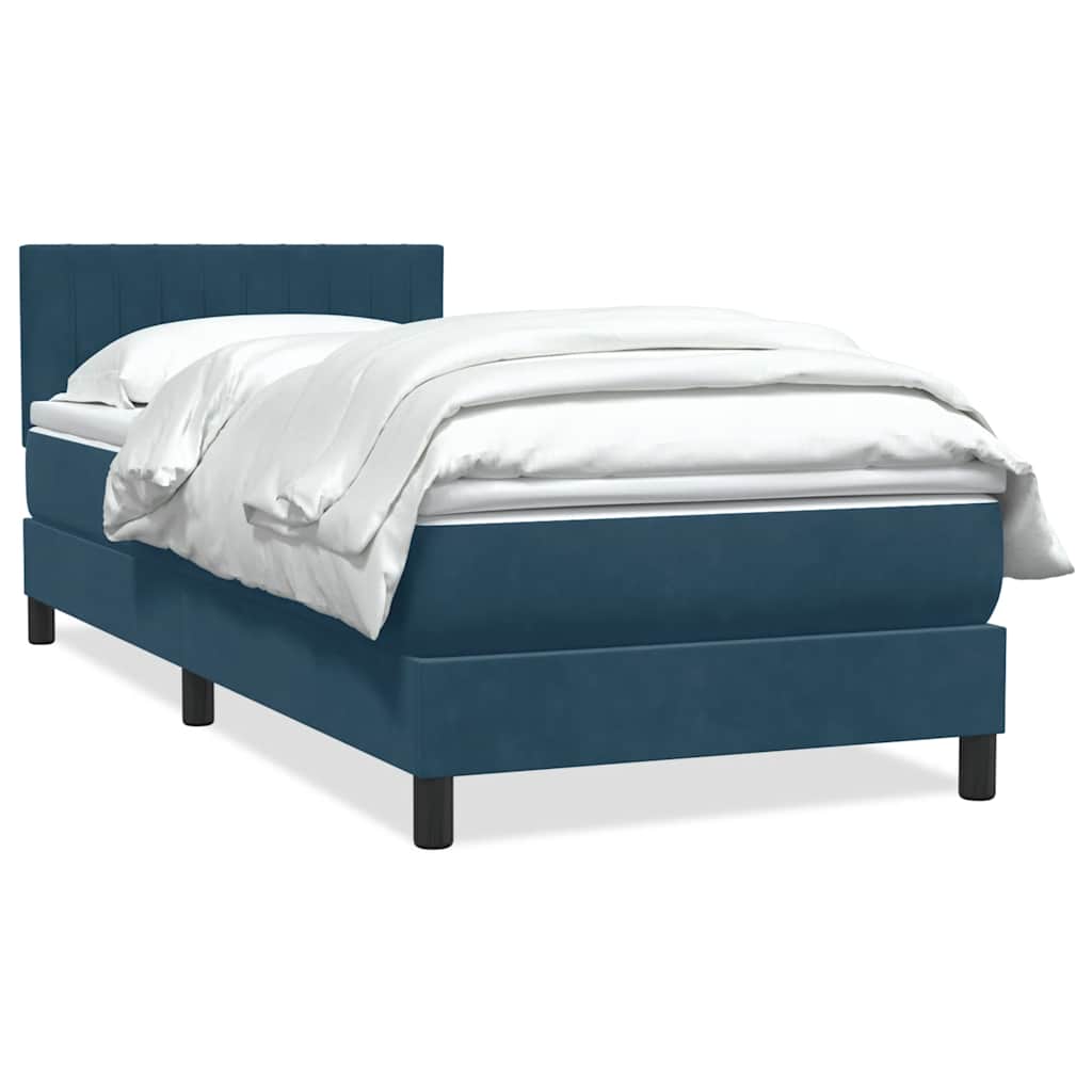 Box Spring krevet s madracem tamnoplavi 80x210 cm baršun