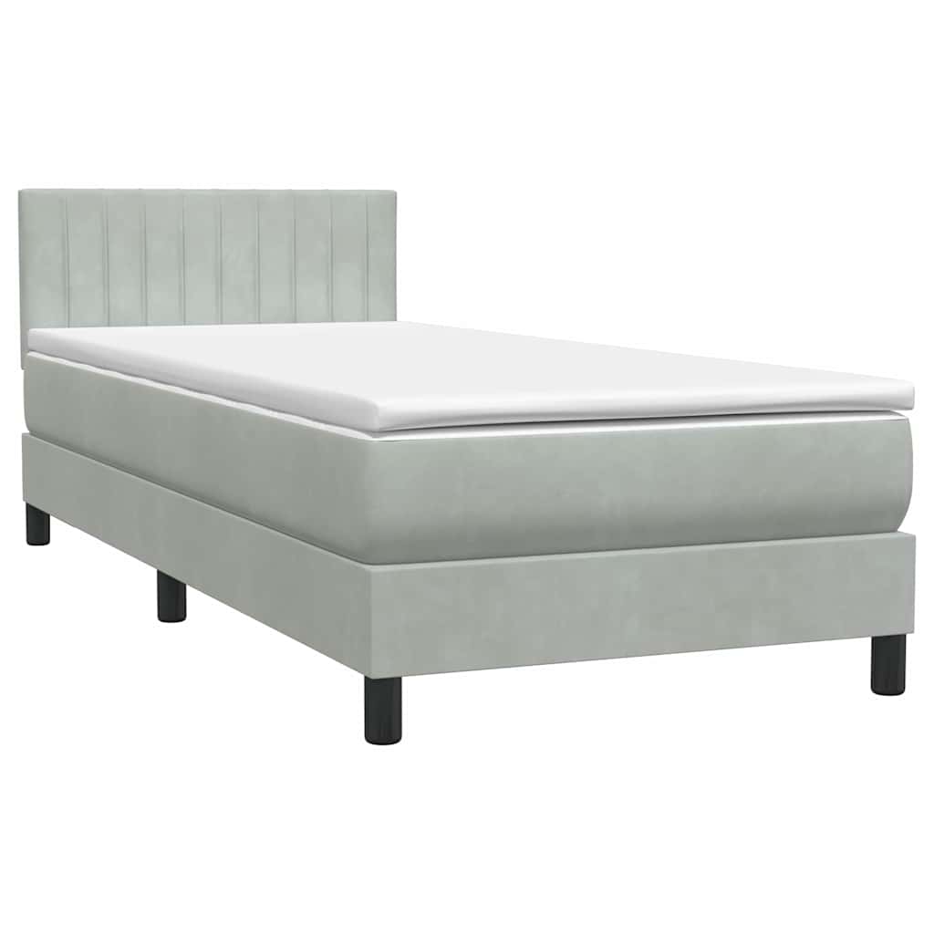 Box Spring krevet s madracem svijetlo sivi 90x210 cm baršun