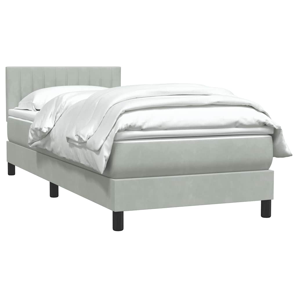 Box Spring krevet s madracem svijetlo sivi 90x210 cm baršun