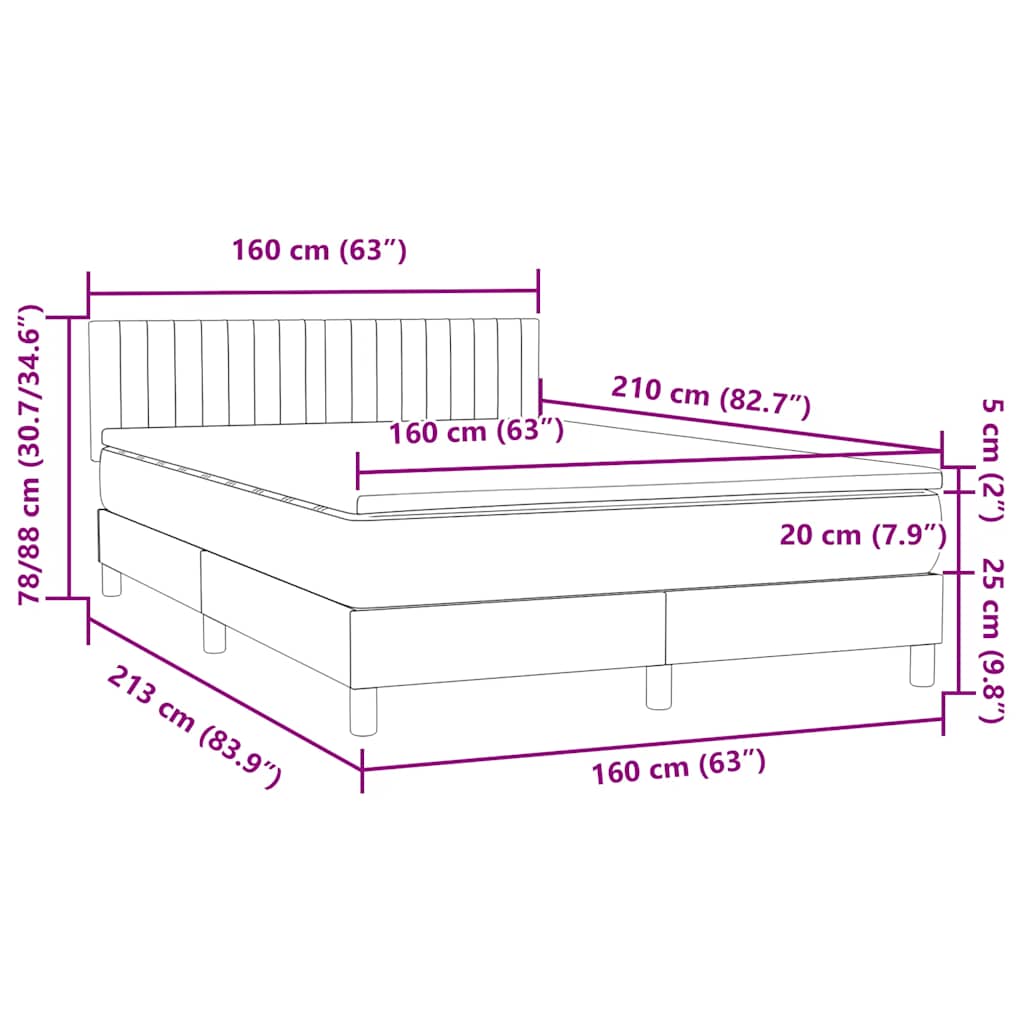 Box spring krevet s madracem crni 160x210 cm baršunasti