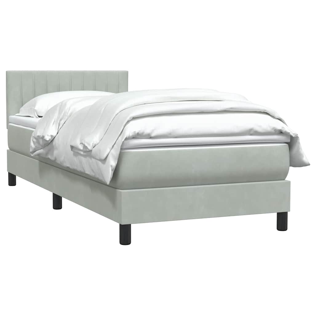 Box Spring krevet s madracem svijetlo sivi 90x220 cm baršun