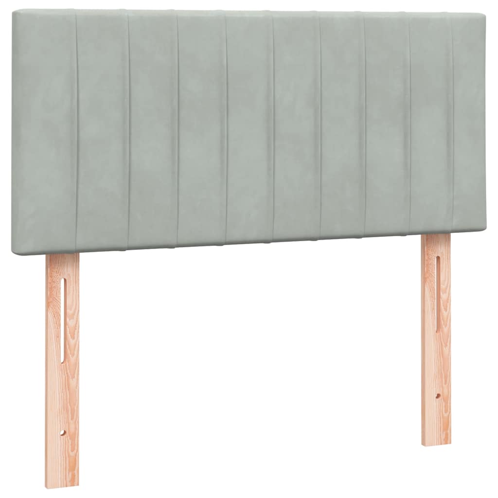 Box Spring krevet s madracem svijetlo sivi 90x220 cm baršun