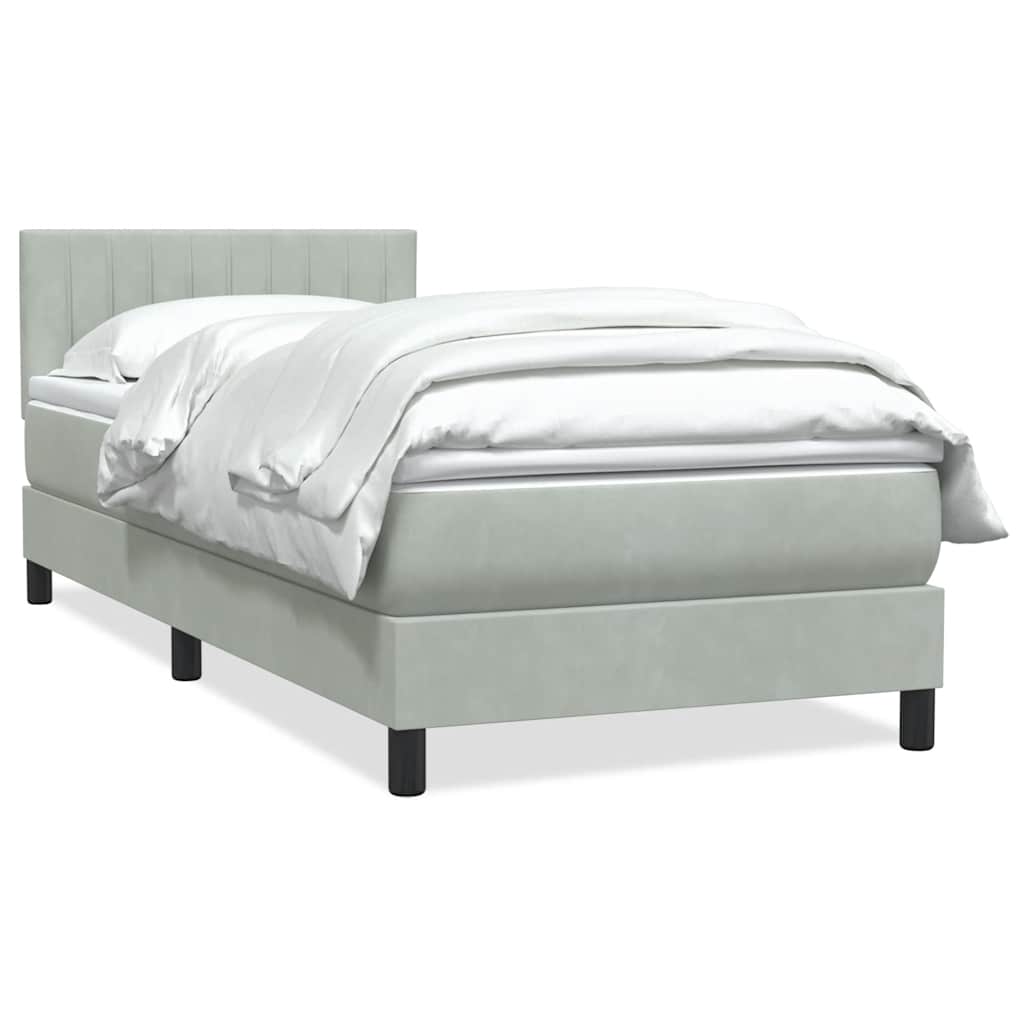 Box Spring krevet s madracem svijetlo sivi 90x220 cm baršun
