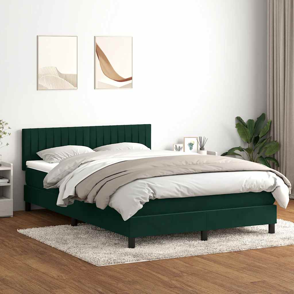 Box Spring krevet s madracem tamno zeleni 160x220 cm baršun
