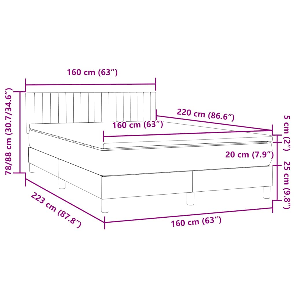 Box Spring krevet s madracem ružičasti 160x220 cm baršun