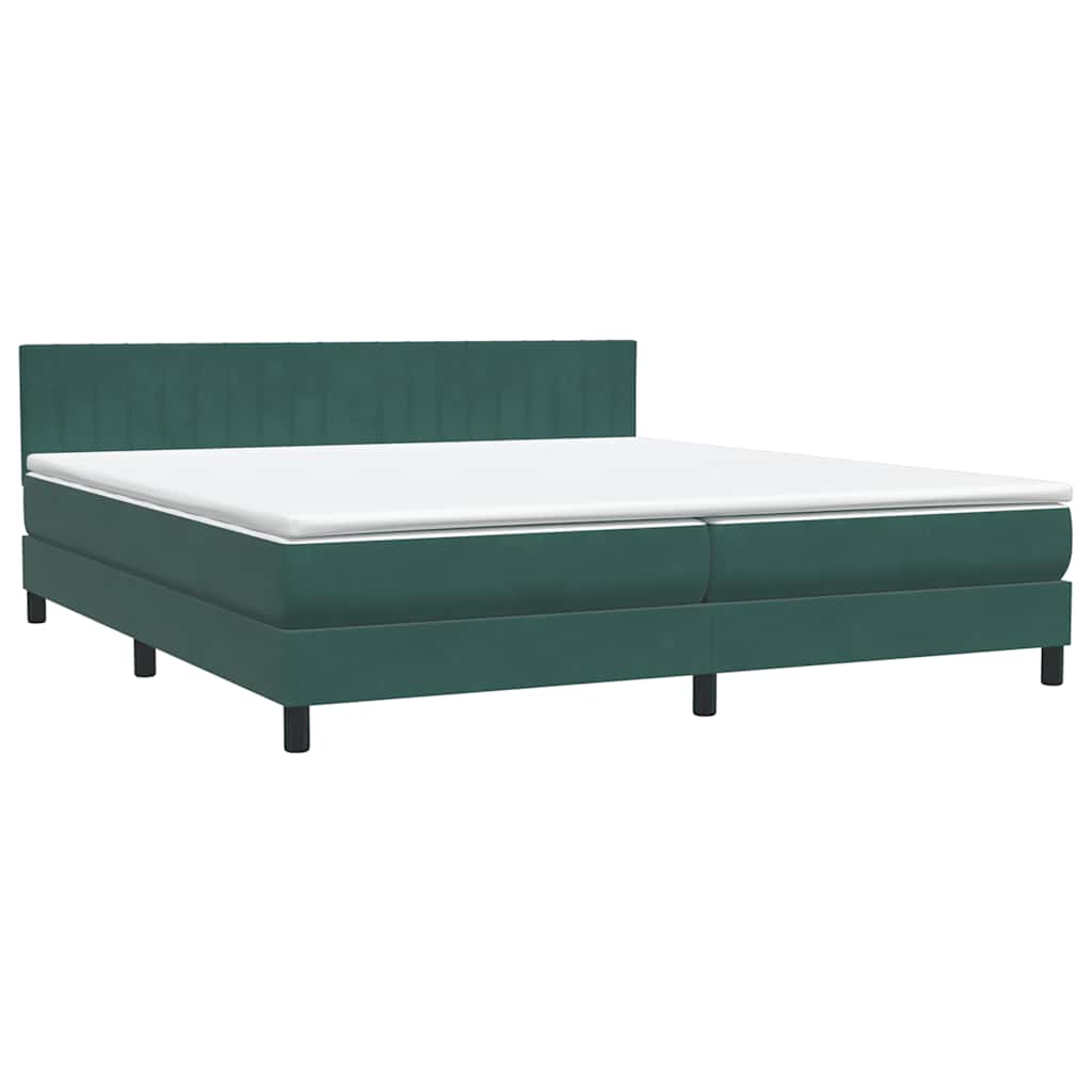 Box Spring krevet s madracem tamno zeleni 180x220 cm baršun