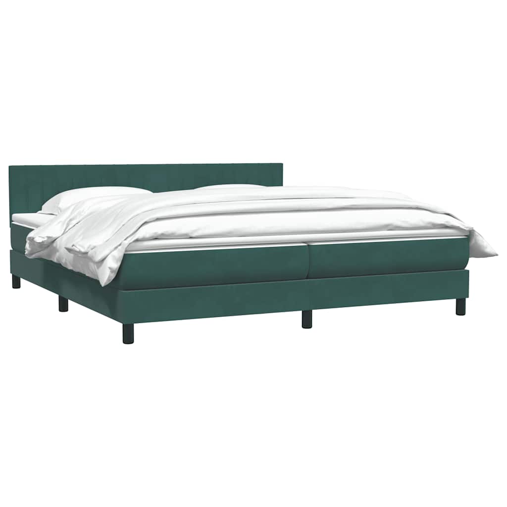 Box Spring krevet s madracem tamno zeleni 180x220 cm baršun