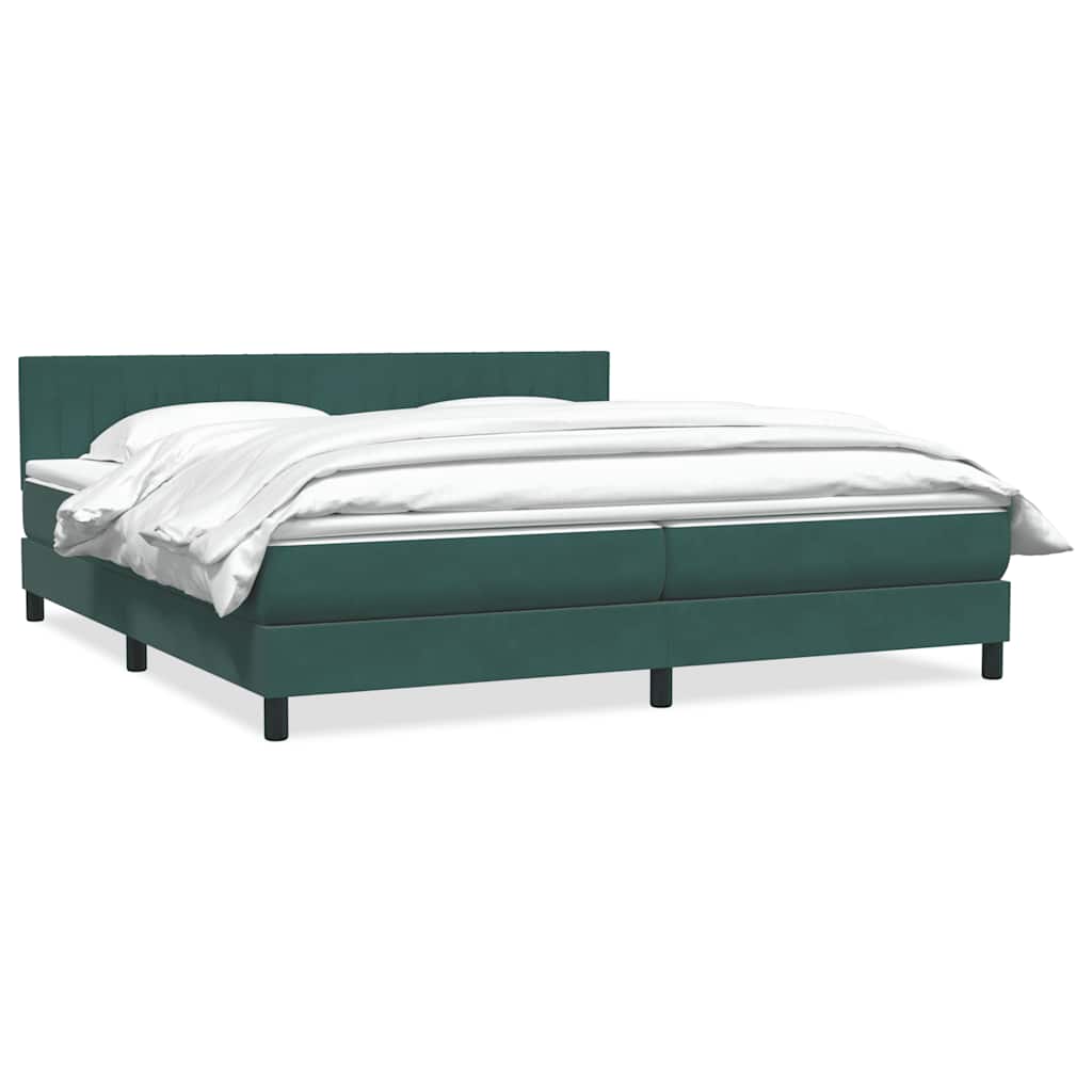 Box Spring krevet s madracem tamno zeleni 180x220 cm baršun