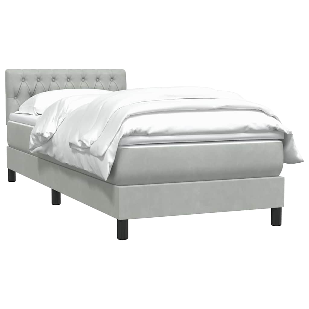 Box Spring krevet s madracem svijetlo sivi 90x210 cm baršun