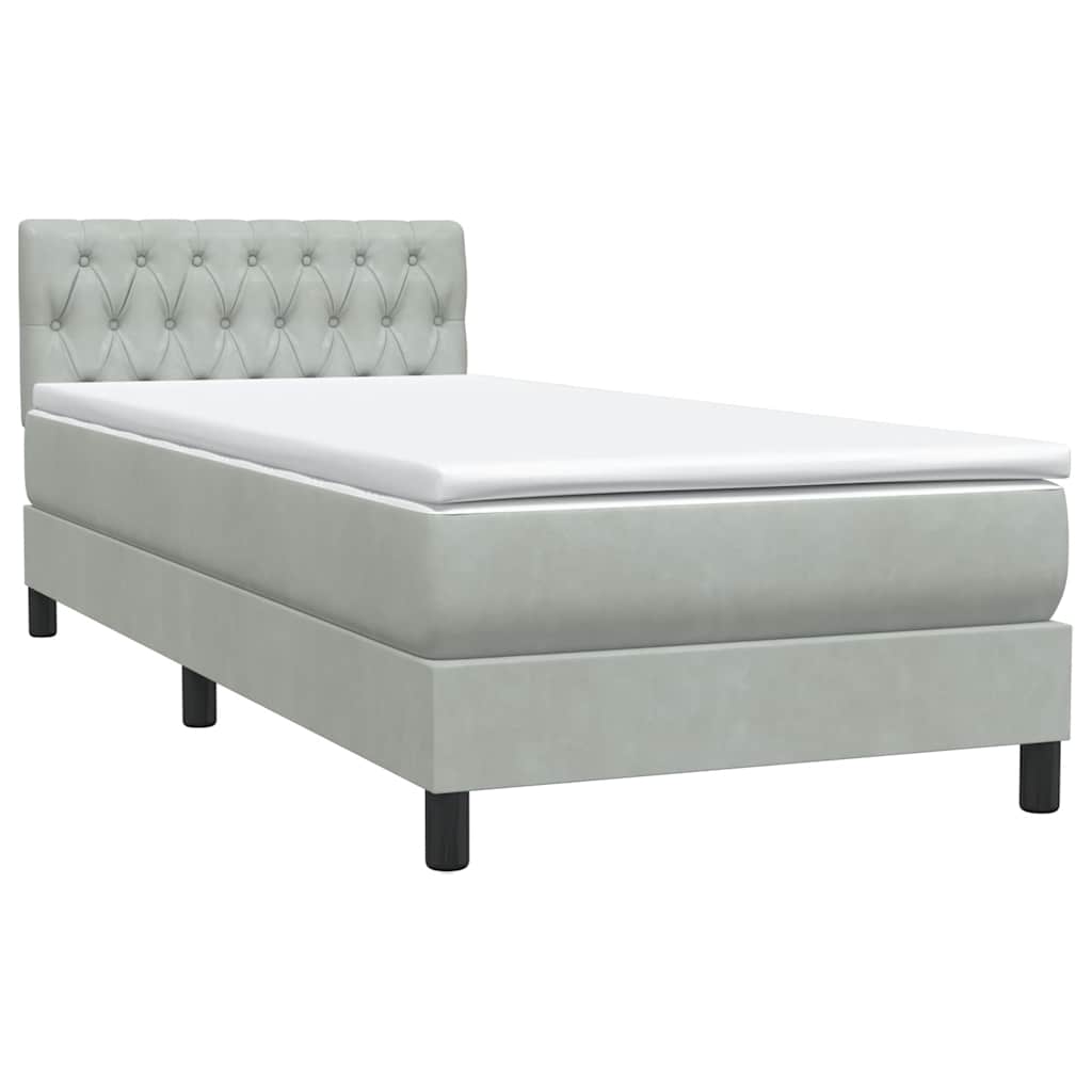 Box Spring krevet s madracem svijetlo sivi 80x220 cm samt