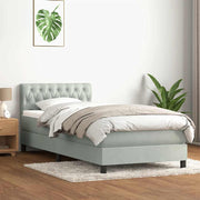 Box Spring krevet s madracem svijetlo sivi 80x220 cm samt