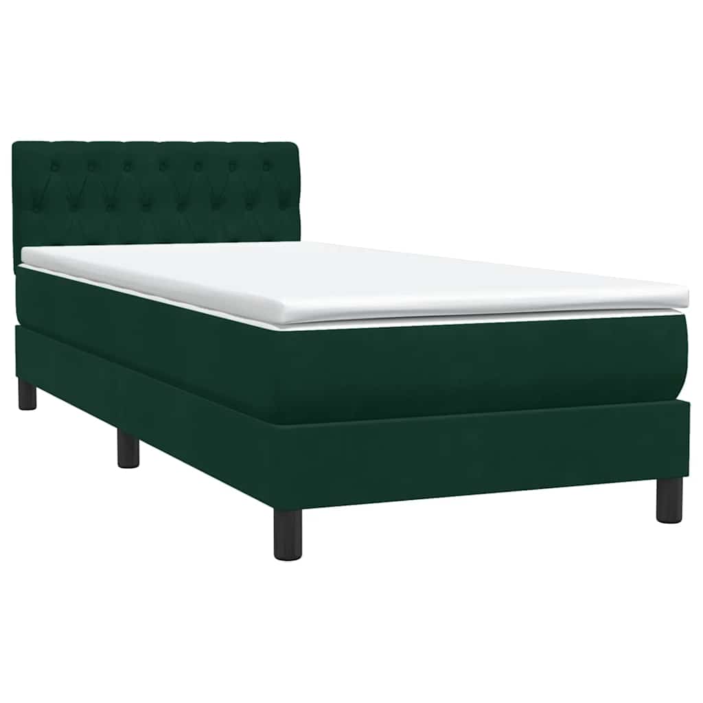 Box Spring krevet s madracem tamnozeleni 80x220 cm baršun