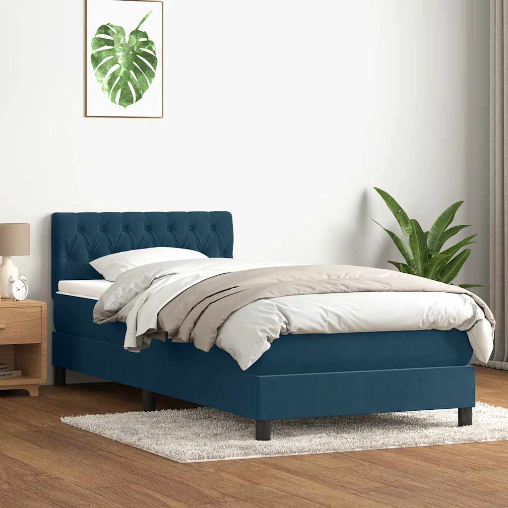 Box spring krevet s madracem tamnoplavi 80x220 cm baršunasti
