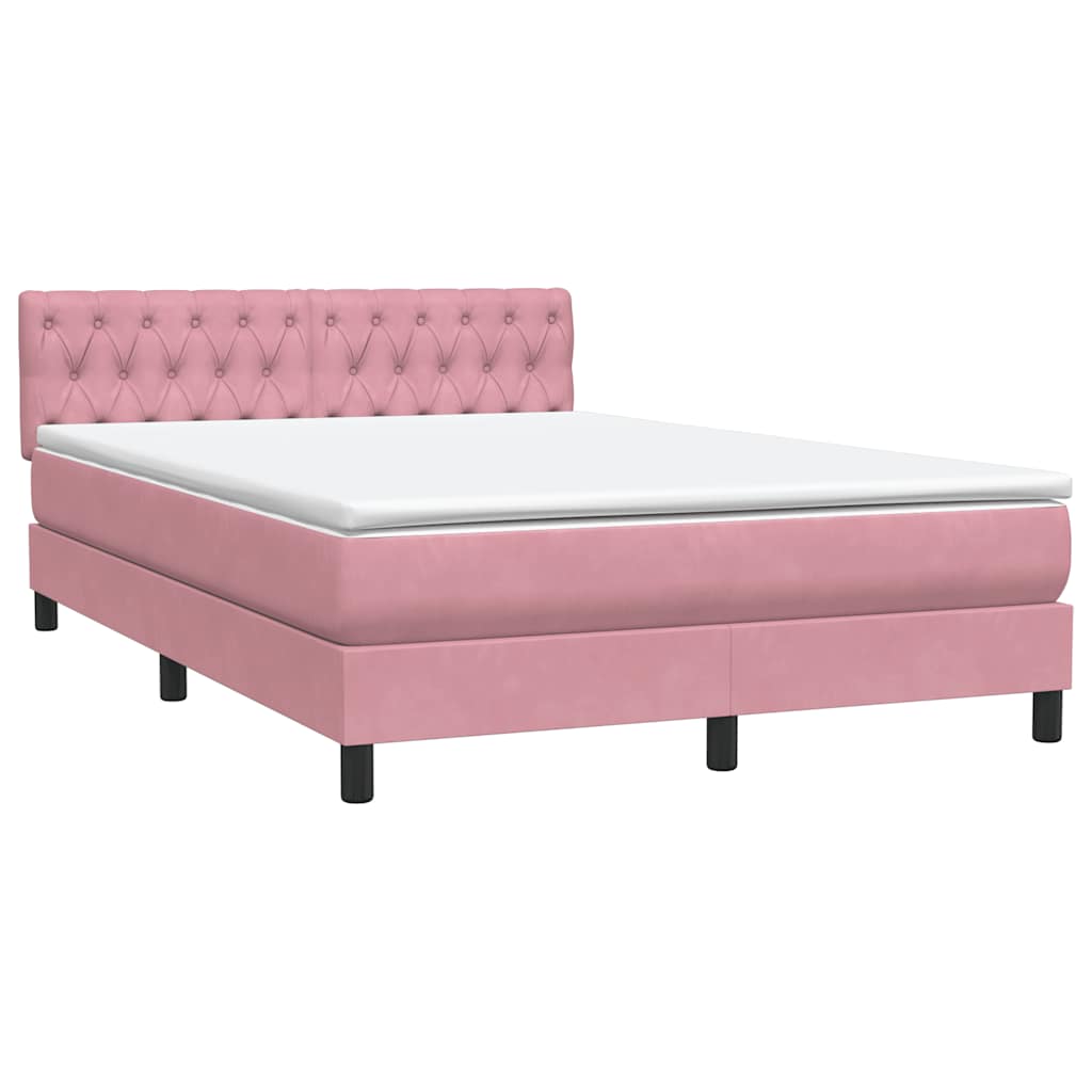 Box Spring krevet s madracem ružičasti 140x220 cm baršun