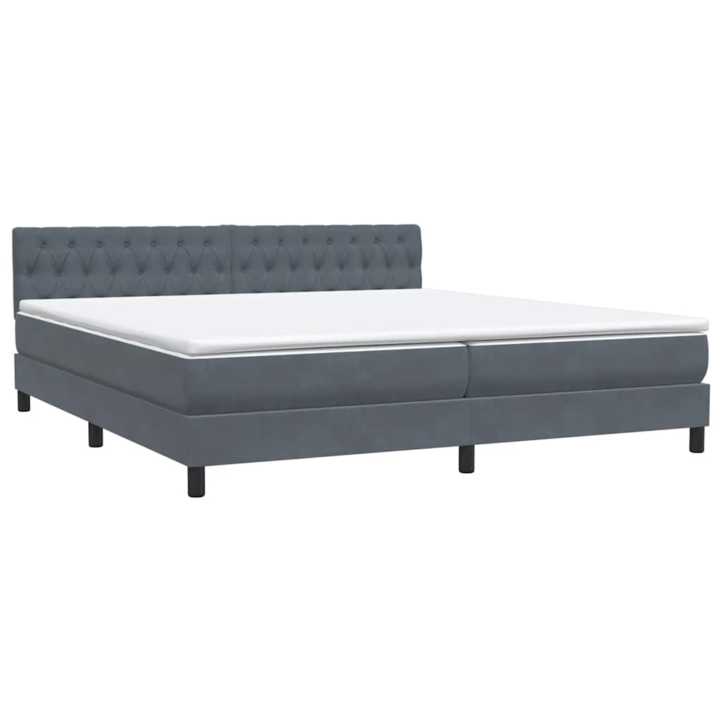 Box spring krevet s madracem tamnosivi 180x220 cm baršunasti