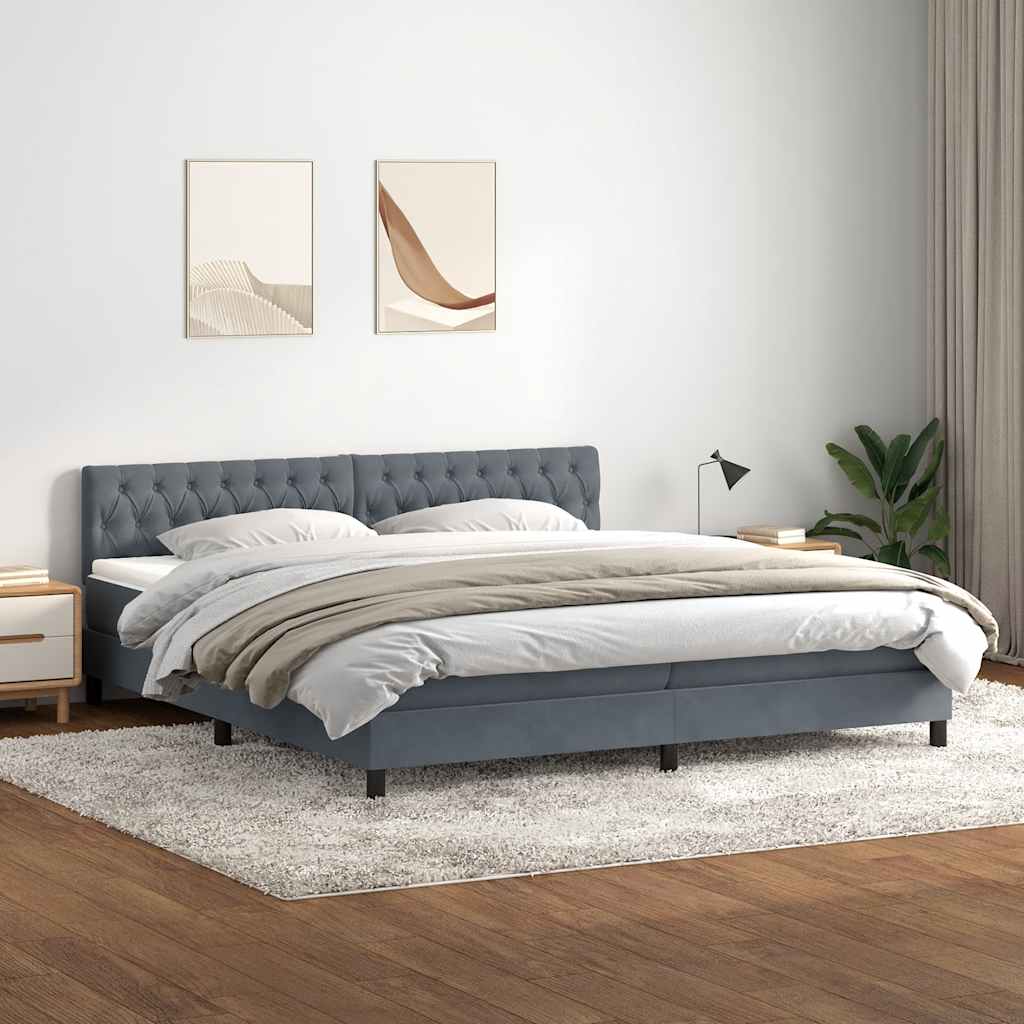 Box spring krevet s madracem tamnosivi 180x220 cm baršunasti