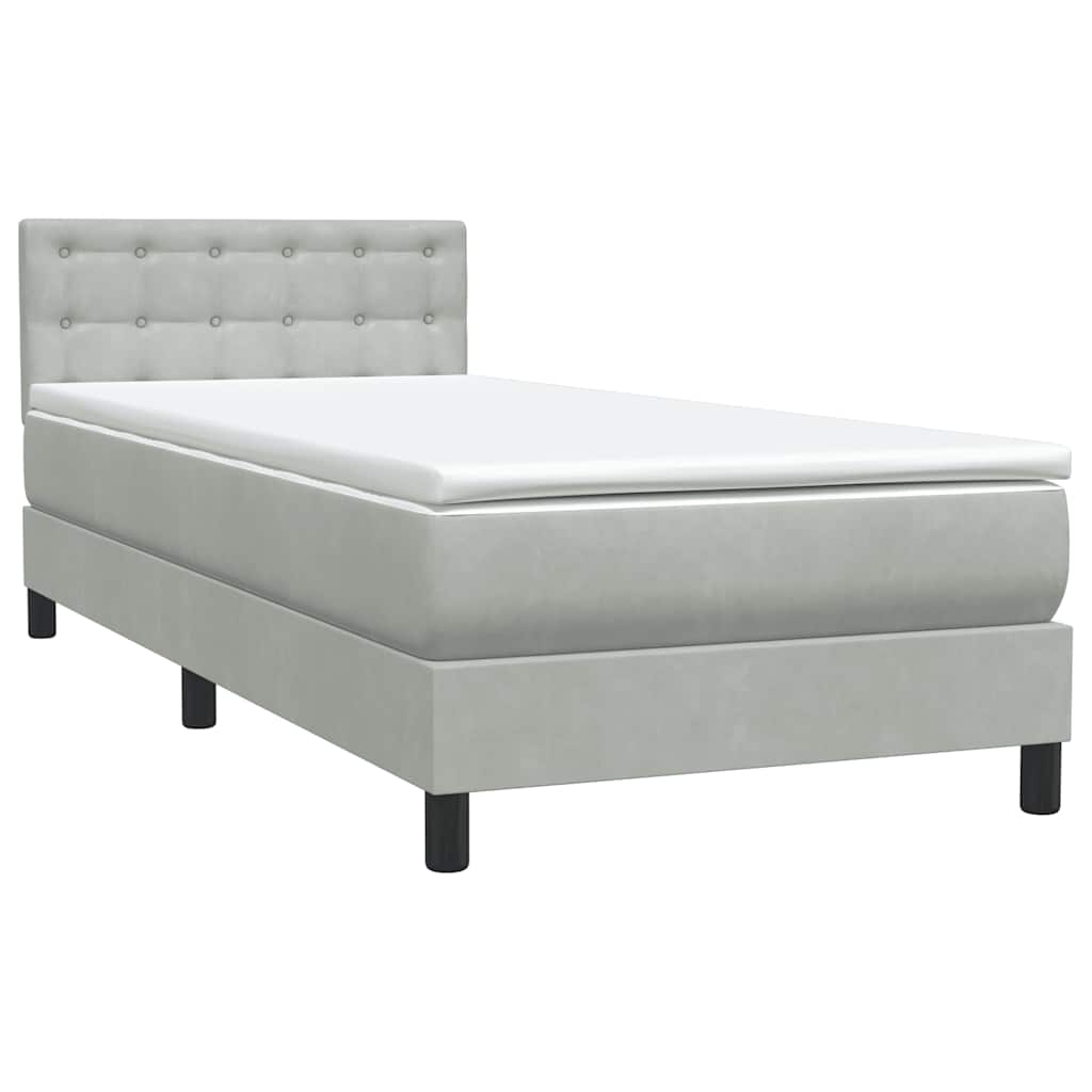 Box Spring krevet s madracem svijetlo sivi 80x210 cm baršun
