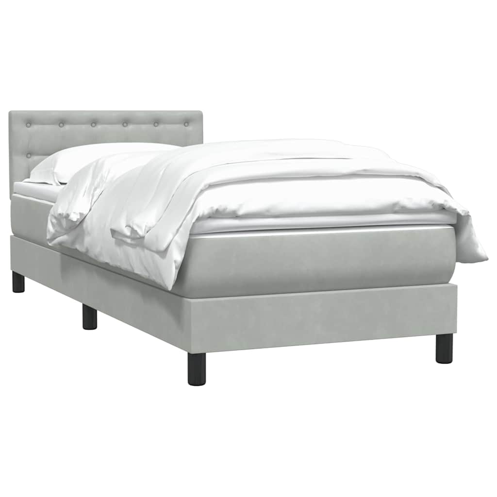 Box Spring krevet s madracem svijetlo sivi 90x210 cm baršun