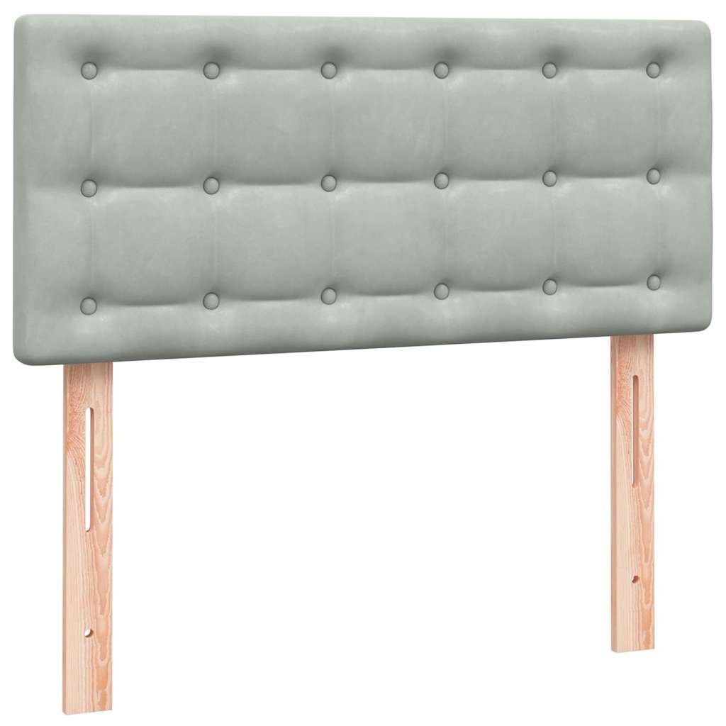 Box Spring krevet s madracem svijetlo sivi 90x210 cm baršun